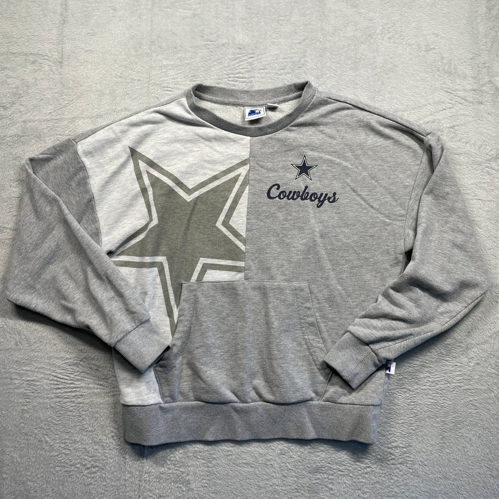 Starter Dallas Cowboys Sweatshirt Womens Medium Grey Colorblock Star NFL Logo